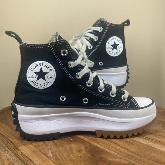 Converse Run Star Hike Womens Black White Gum Size 6.5 Y2K High Top Shoes - Picture 1 of 9